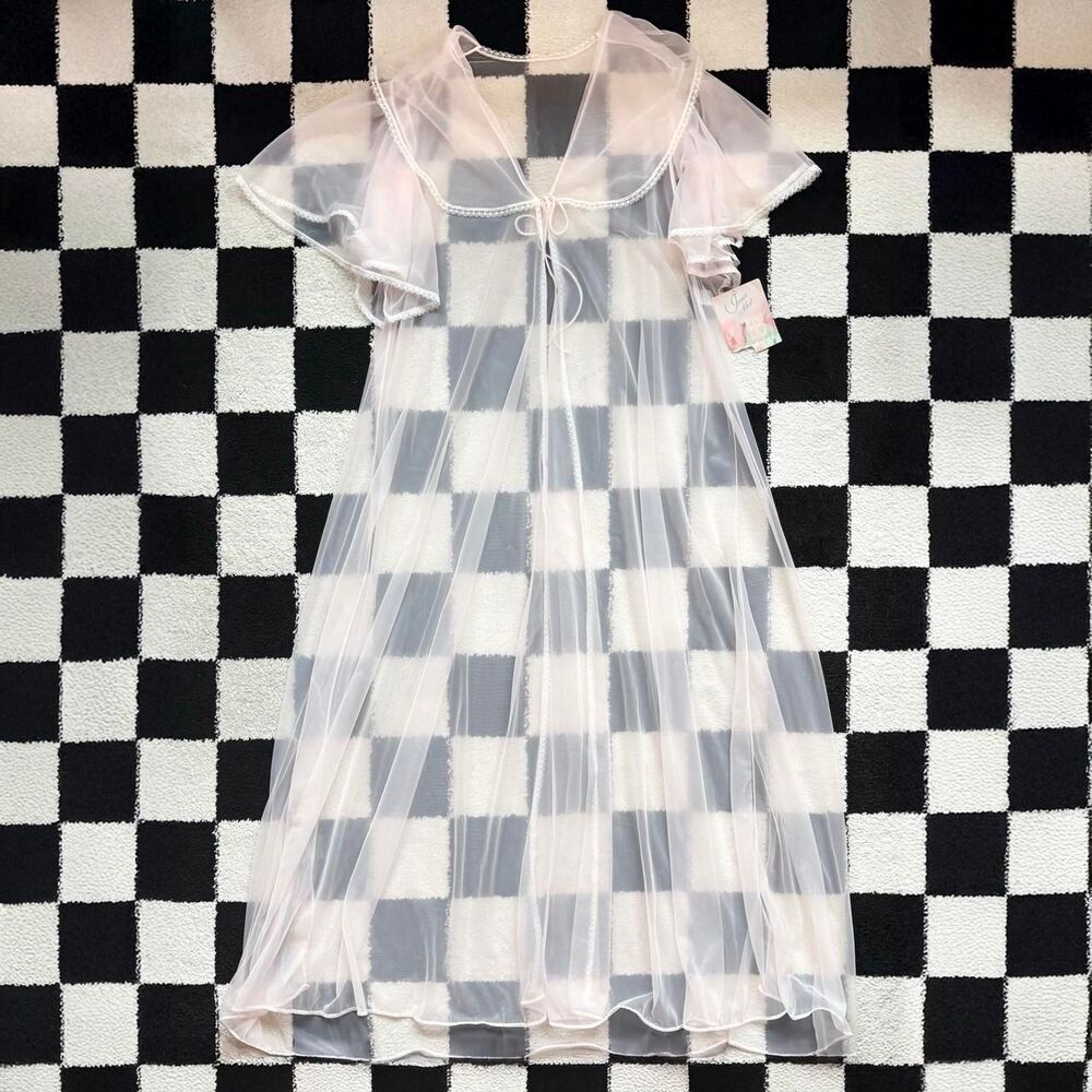 NWT Vintage Pink Peignoir Robe L